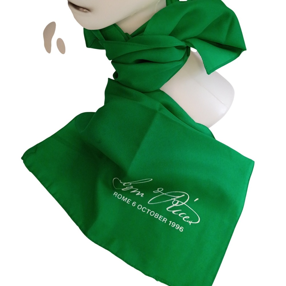 Gianfranco Ferré Vintage Silk Scarf Green Rome October 6 1996 Italian Designer